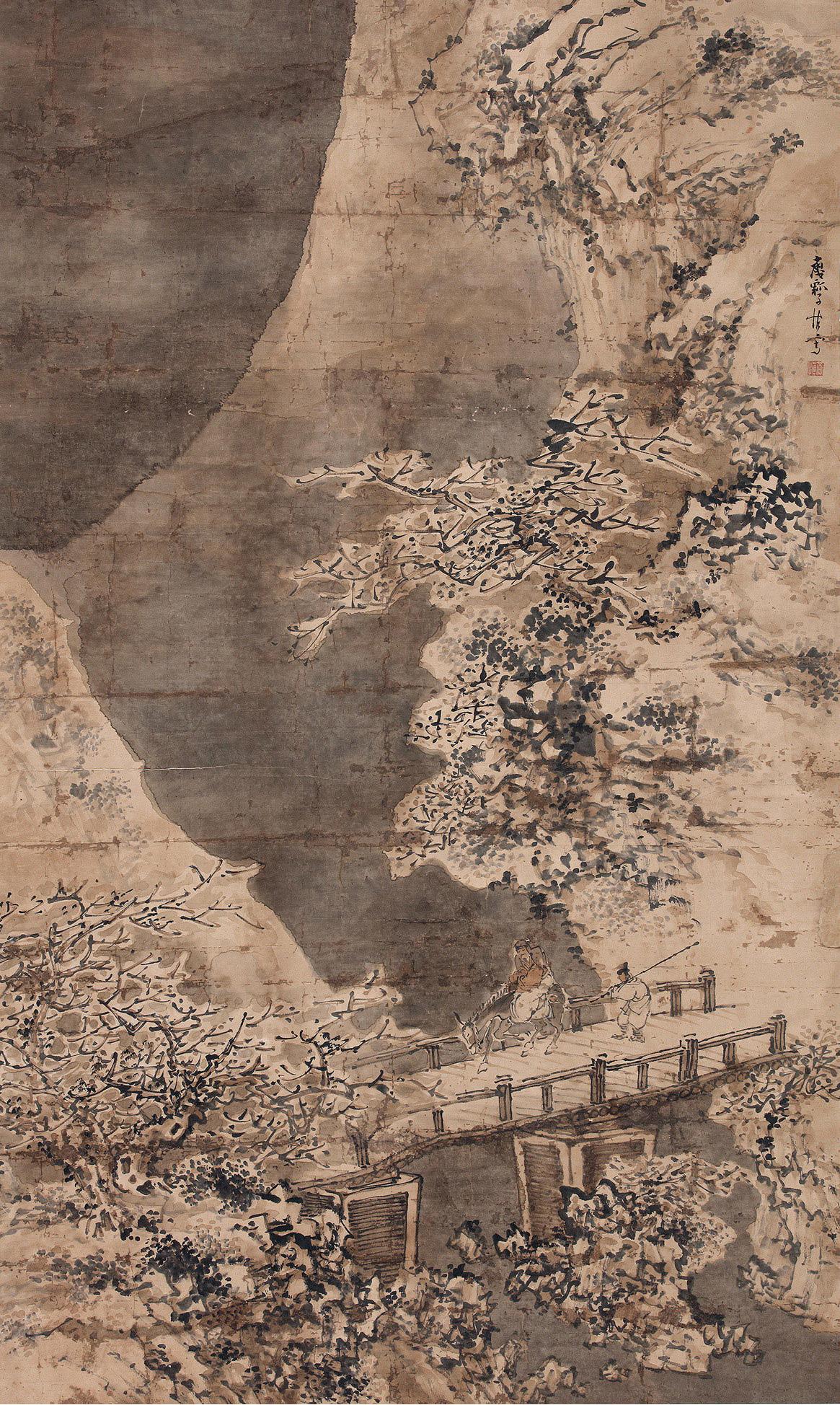 黃慎（1687～1766） 雪山行旅圖 鏡心 設色紙本
