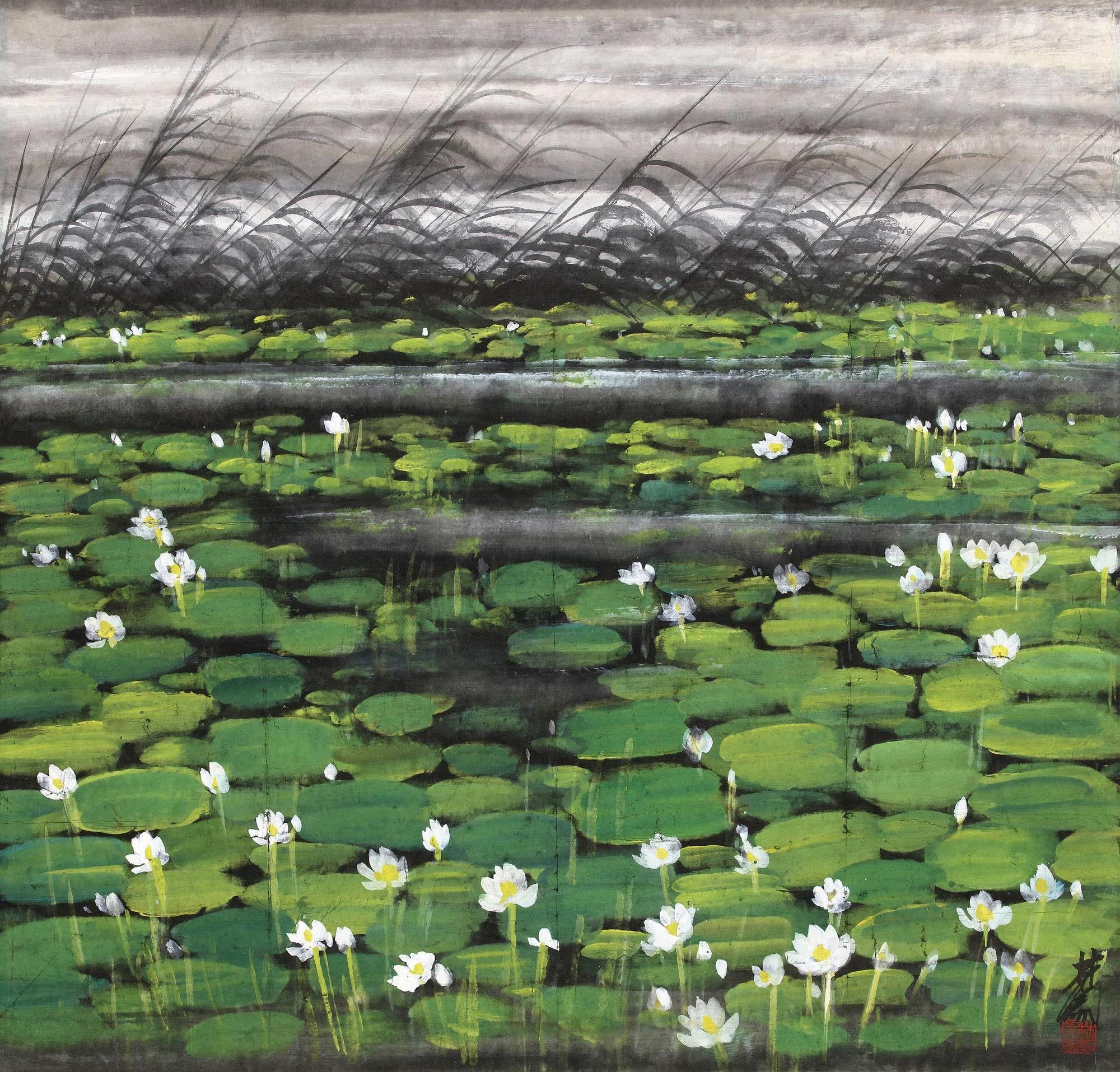 林風眠（1900-1991） 荷塘 鏡心 設色紙本