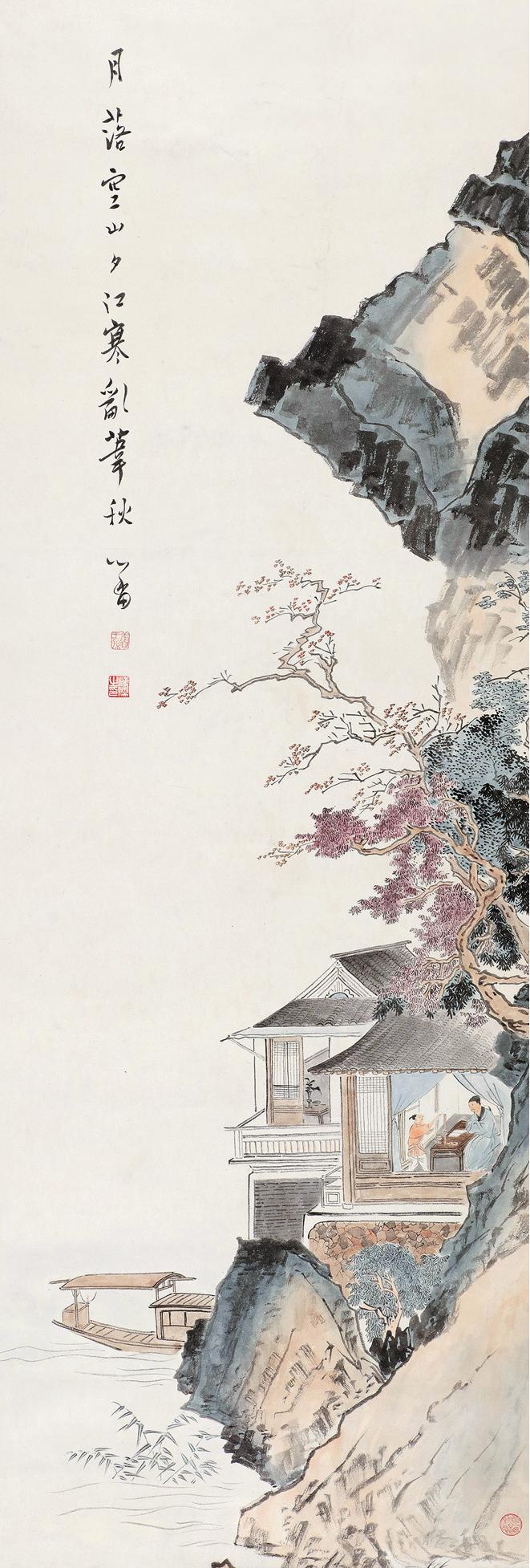 溥儒（1896～1963） 月落空山 立轴 设色纸本