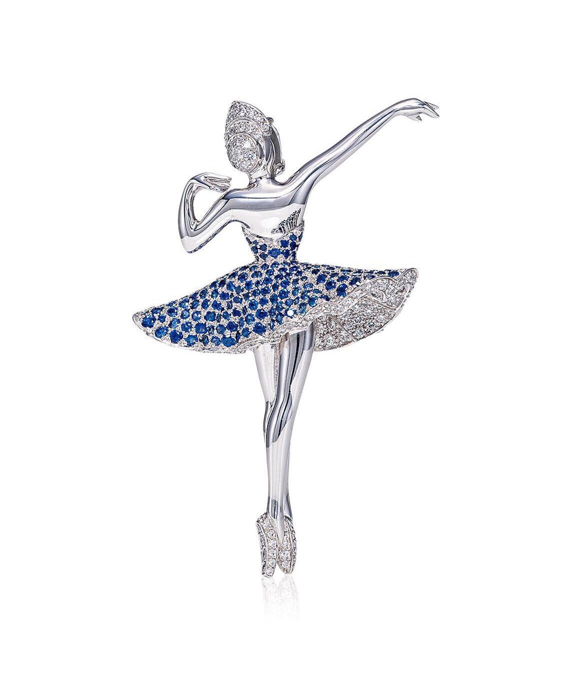 梵克雅宝设计 蓝宝石配钻石「BALLERINA」胸针